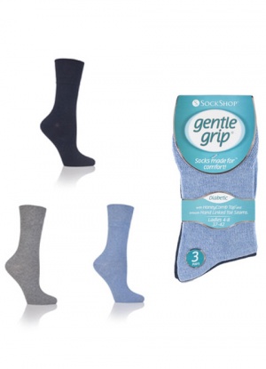 Gentle Grip 3 pack Diabetic Denim Socks